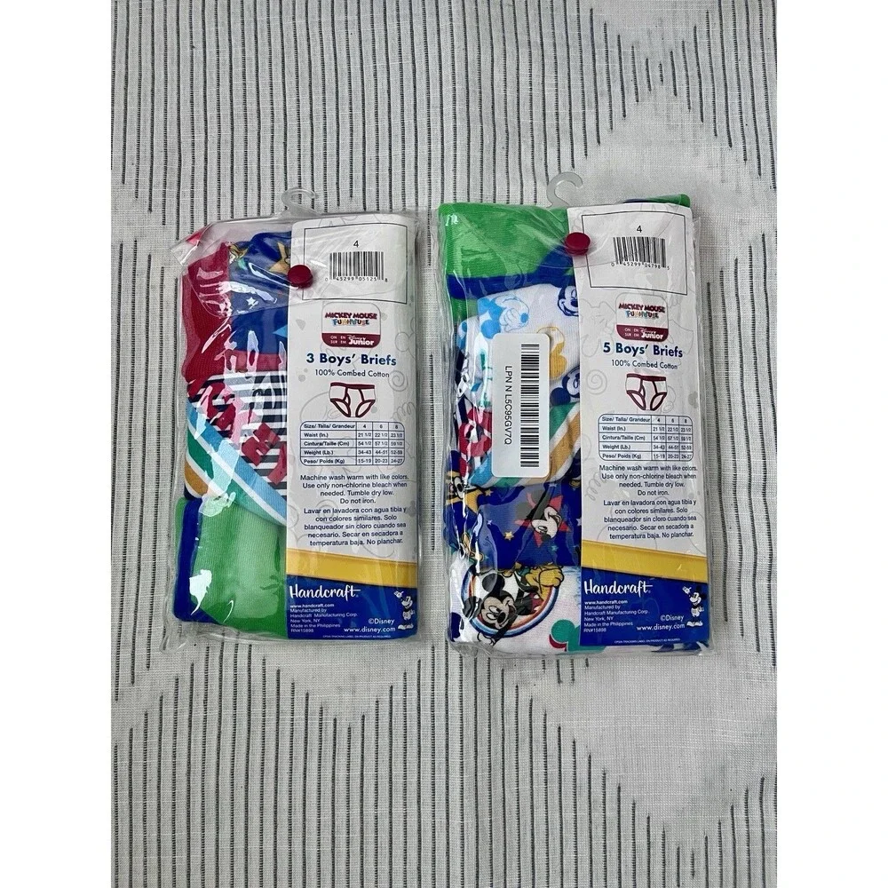 2 New Packs Disney Junior Mickey Little Boys  Brief Underwear Size 4